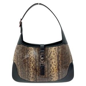 Gucci Jackie Shoulder Python Handbag Black Brown